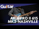 Aria 615-MK2 Nashville Electric Guitar in Turquoise Blue Gloss Finish