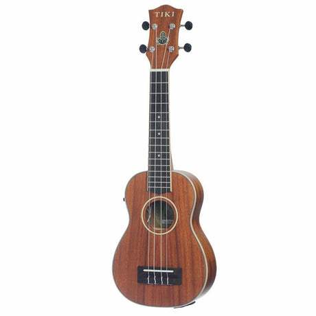 Tiki '5 Series' Mahogany Solid Top Electric Soprano Ukulele with Hard Case (Natural Satin)-TMS-5P-NST