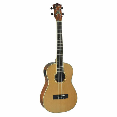 Tiki '7 Series' Cedar Solid Top Electric Baritone Ukulele with Hard Case (Natural Satin)-TCB-7P-NST