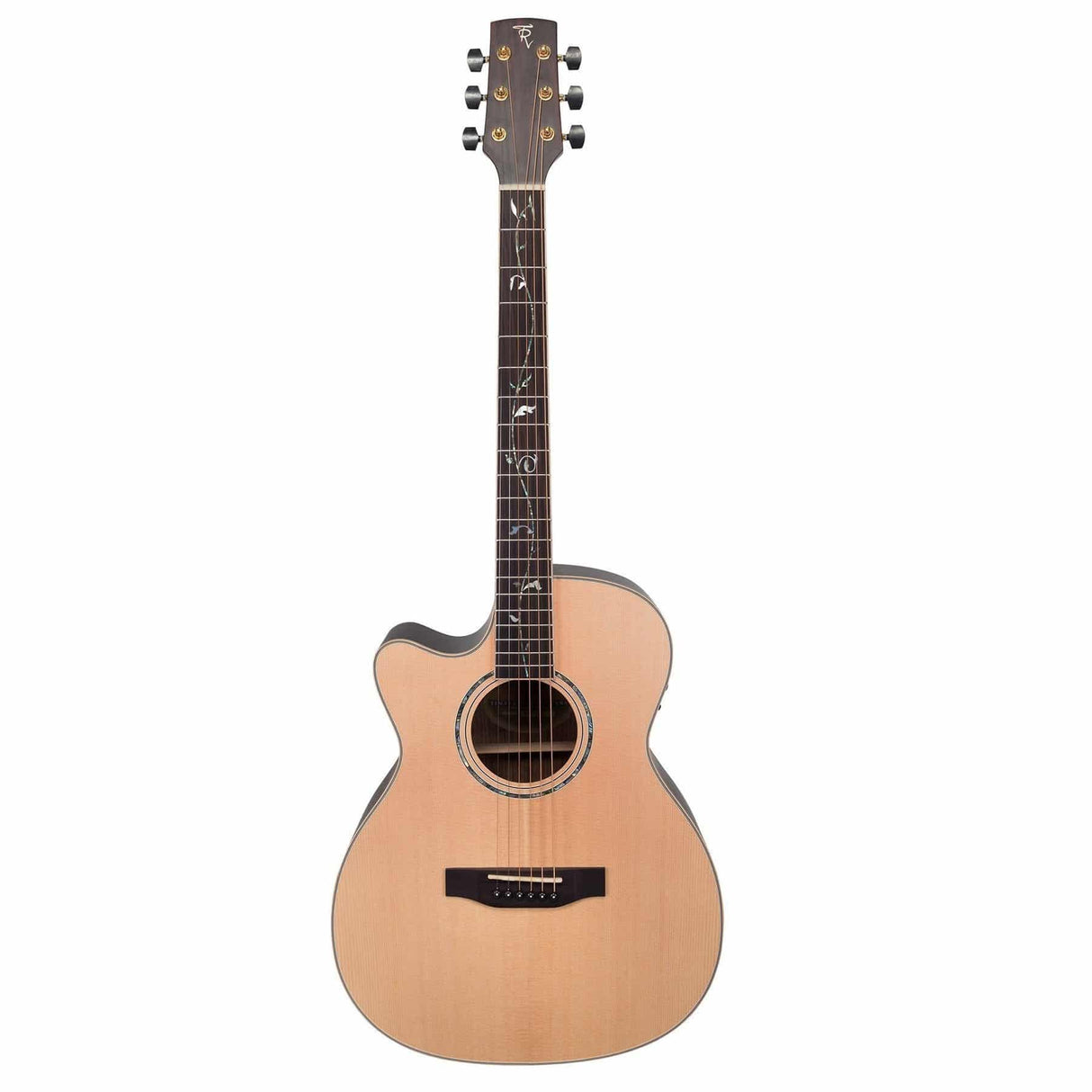 Timberidge '3 Series' Left Handed Spruce Solid Top Acoustic-Electric Small Body Cutaway Guitar with 'Tree of Life' Inlay (Natural Satin)-TRFC-3TL-NST