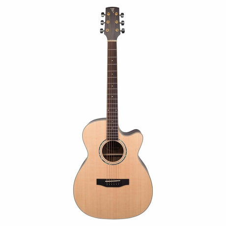 Timberidge '3 Series' Spruce Solid Top Acoustic-Electric Small Body Cutaway Guitar (Natural Satin)-TRFC-3-NST